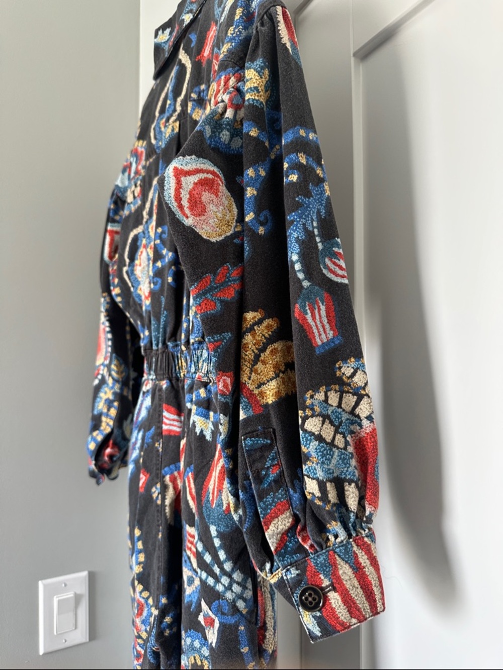 FARM Rio Black Floral Printed Jumpsuit with Blue, Red & Yellow Accents - Picture 8 of 11
